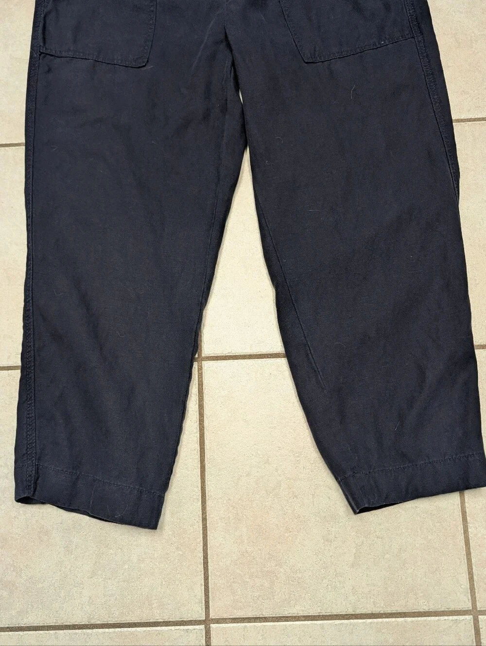Banana Republic Navy Blue Lyocell Linen & Cotton Ankle Pants, Size L